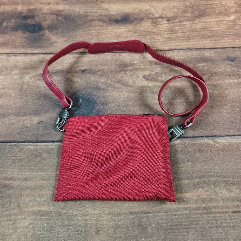TUMI Crossbody Pouch Bag Red Good Ballistic Nylon Zip Travel Small